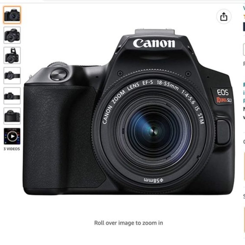 CANON | EOS Rebel SL3, EF-S 18-55mm Lens Kit, Touch Screen, Black w 2 SD Cards